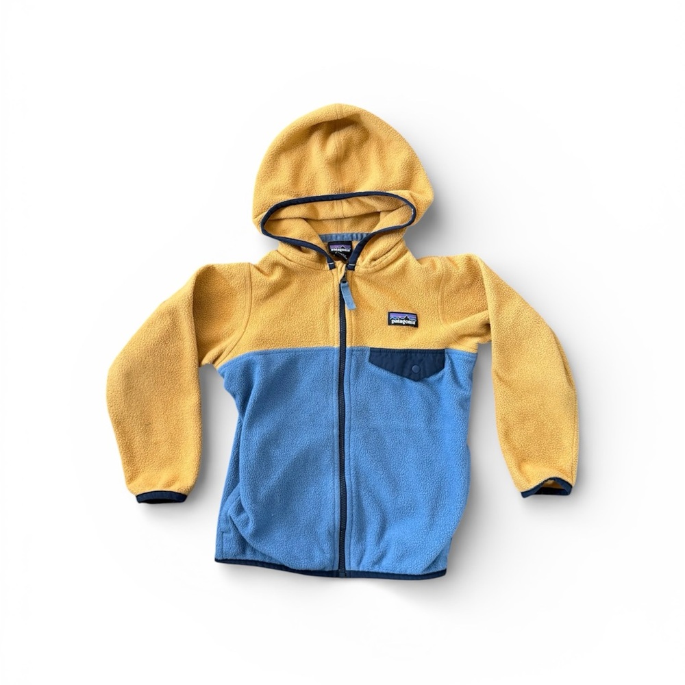 Patagonia Kids' Hoodie in Mustard and Sky Blue